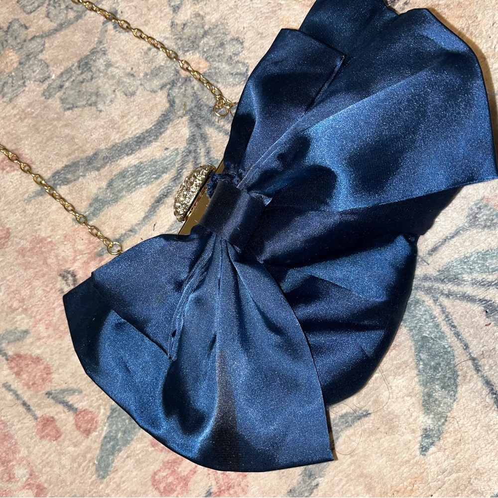 Elegant Navy Blue Satin Clutch